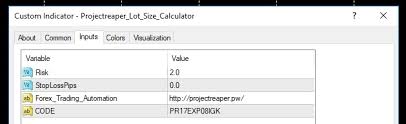 lot size calculator indicator projectreaper team official