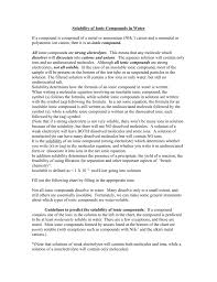 Ap Solubility Of Ionic Compounds In Water