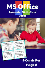 Computer Skills Task Cards Ms Office Skills Technology Curriculum Ms Office Task Cards Computer Skills