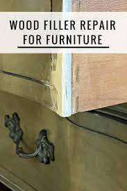 How To Use Wood Filler To Repair Veneer Damage Furniture Repair Home Repairs Cool Woodworking Projects