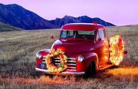 Winter Christmas Red Truck Christmas Truck Christmas Red Truck