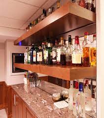 It includes a sturdy bracket; Floating Shelves For Liquor Bottle Storage With Mirror Backsplash Klassisch Modern Hausbar Sonstige Von Denise Quade Design Houzz