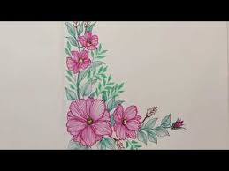Flower Corner Border Design How To Draw Flower Border Design Youtube Flower Drawing Flower Art Floral Note Cards