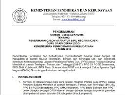 Download Pengumuman Penting Tentang Penerimaan Calon Aparatur Sipil Negara Casn Guru Garis Depan Ggd Dari Kementrian Pendidikan Dan Kebudayaan Tahun 2016 Fo