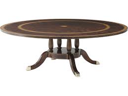 On a mahogany table, all of these are just as attractive as the graceful curves or rounded ends you might expect. Theodore Alexander Swirl Mahogany Veneer Brass 66 90 Wide Round Dining Table Tal5405281