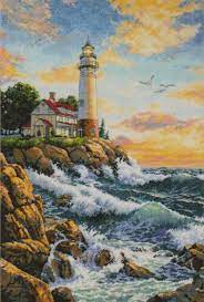 Vintage dimensions counted cross stitch front door bow kit #72495 bow greetings / lighthouse bow. Dimensions Gold Collection Rocky Point 11 X 17 Gorgeous Lighthouse Scene New Ebay Cross Stitch Landscape Lighthouse Painting Cross Stitch