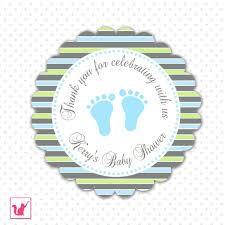 Create your own printable & online baby shower & new baby thank you notes. Stripes Grey Blue Thank You Tag Favor Label Sticker Baby Boy Shower Pink The Cat