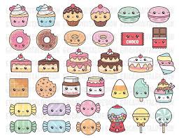 Kawaii Sweets Clipart Cute Sweet Candy Clipart Food Cake Donut Etsy In 2021 Kawaii Drawings Cute Doodle Art Kawaii Sweets