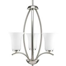 Progress Lighting Joy Collection 3 Light Brushed Nickel Foyer Pendant With Etched Glass Progress Lighting Foyer Lighting Mini Chandelier