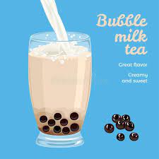 Bubble Milk Tea In Glass Isolated On Blue Background Boba Tea Brown Sugar Tapioca Pearl Milk Stock Vector Illustr Bubble Milk Tea Milk Tea Tea Illustration
