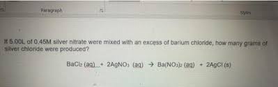 Find more chemistry widgets in wolfram|alpha. Answered If 5 00l Of 0 45m Silver Nitrate Were Bartleby