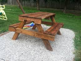 27 Stunning Outdoor Pallet Furniture Ideas You Ll Love Pallet Picnic Tables Kids Picnic Table Wooden Pallet Projects