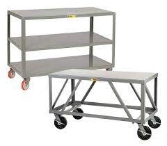 Stainless steel top welded workbenches. Mobile Steel Tables Table Cart Rolling Steel Tables