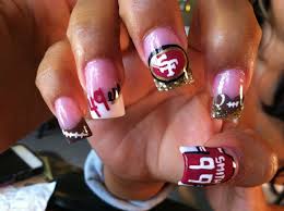 Pin By Shavonne Caster On Why I Love Being A Girl Hair Makeup And Nails Football Nails Sports Nails 49ers Nails