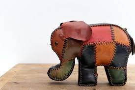 Vintage Stuffed Leather Patchwork Elefant Toy By Brimfieldfinds 20 00 Patchwork Leather Leather Gifts Stuffed Animal Patterns