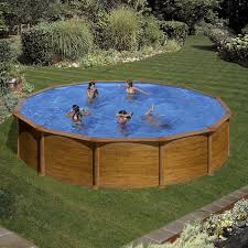 Piscine Acier Gre Aspect Bois Mauritius Ronde Piscines Gre Dimensions 3 50 X H1 32m
