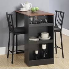 Counter Height Dining Set 3 Piece Storage Bar Pub Table Chairs Dorm Room Wood Counter Height Pub Table Tiny House Interior Small Dining