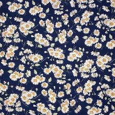 This cute modern flower embroidery pattern it's the greatest pattern for beginners that want to start into embroidery. Daisy Floral On Navy Blue Cotton Jersey Blend Knit Fabric