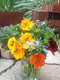 Another Edible Bouquet With Herbs Nasturtium Dill Rosemary Parsley Flower Farm Herb Bouquet Nasturtium