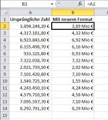Zahlen In Excel Mit Der Einheit Millionen Euro Darstellen