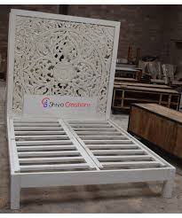 Beautifully turned corner posts and legs extend beyond the upholstered. Indoor White Indian Hotel Bedroom Furniture High Carved Wooden Headboard Bed Design Rs 24000 Piece Id 21944545973