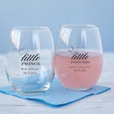 Personalized 9 Oz Baby Shower Stemless Wine Glass Beau Coup Baby Shower Princess Baby Shower Stemless Wine Glass Baby Bottle Favors