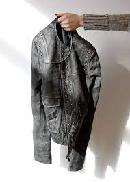 Looking For That Go To Charcoal Leather Jacket We Love This Collarless 100 Leather Bomber Jacket With Metal Detailing B Leather Jacket Sartorialist Fashion