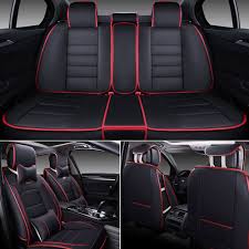 Deluxe Pu Leather Car Seat Cover Full Front Rear 6d Cushion 5 Seats W Pillows Us Car Seats Leather Car Seats Leather Car Seat Covers