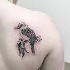 Kookaburra For Annabelle Kookaburra Tattoo Eucalyptus Blackwork Australianfauna Australianflora Body Tattoos Geometric Animal Tattoo Fine Line Tattoos