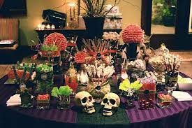 Halloween Night Wedding Sweets Table Scary Halloween Wedding Halloween Buffet Halloween Candy Bar