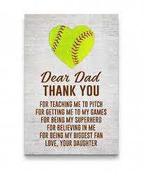  Thank You Dad Softball Canvas Sportsmotivation Softball Mom Quotes Softball Coach Gifts Custom Softball