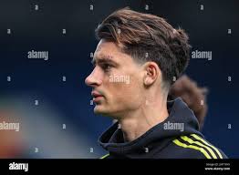 Robin Koch #5 of Leeds United with a scar to his left eye from last  weekends game with Manchester United Stock Photo