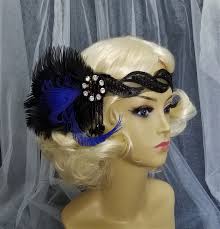 BLUE and BLACK PEACOCK Feather Flapper Headpiece, Downton Abbey, Feather  Headband Roaring 20's Flapper Headband Gatsby