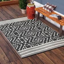 Black And White Indoor Outdoor Rug 8x10 Tayler Black Off White Area Rug Area Rugs Rugs On Carpet Outdoor Rugs