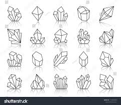 Black And White Gemstone Tattoo Crystal Thin Line Icons Set Outline Sign Kit Of Gemstone Mineral Linear Icon Collection Includes D Crystal Drawing Gem Drawing Crystals Art Drawing