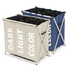 Laundry sorting hamper clothes sorter washing dirty storage basket bags bin. 3 Section Folding Laundry Sorter Hamper Organizer Washing Clothes Basket Storage Shopee Malaysia