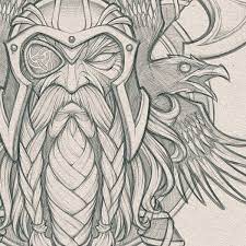 Odin S Ravens Pencils For A Cool Collaboration Project In The Works Odin Viking God Axe Raven Birds Wings P Viking Drawings Viking Art Norse Tattoo