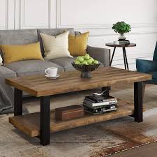 Beautiful county inspired living room furniture and accessories for your home from the cotswold company. Amazon Com Knocbel Farmhouse Coffee Table For Living Room Sofa Side 2 Tier End Table With Open Storage Shelf Metal Frame 42 1 L X 22 W X 18 42 H Rustic Brown And Black