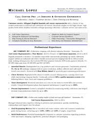 Call Center Resume Sample Monster Com