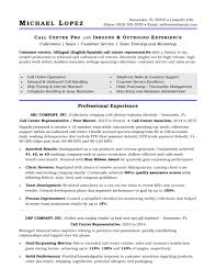 call center resume sample monster.com