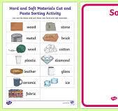Hard and Soft Materials Cut and Paste Sorting Activity - sorting