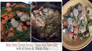 My rice cooker is probably the most used small appliance in my kitchen. Sweet Apple Chicken Sausage Veggies With Brown Rice