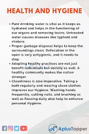 A proper personal care routine enhances your appearance and wellbeing. Health And Hygiene Essay Essay On Health And Hygiene For Students And Children In English A Plus Topper
