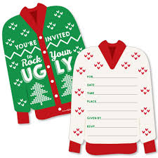Maybe you would like to learn more about one of these? Ugly Sweater Shaped Fill In Invitations Holiday Christmas Party Invitation Cards With Envelopes Set Of 12 Bigdotofhappiness Com