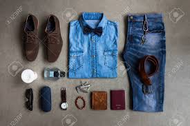 Men S Casual Clothes Outfits With Jeans Leather Shoes And Accessories Stock Photo Picture And Royalty Free Image Image 86050258