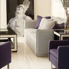 Black And White Houndstooth Sofa Bernhardt Interiors Sneak Peek Living Room With Purple Gerston Sofa