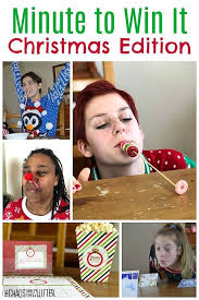 Minute To Win It Games Christmas Edition Fun Christmas Party Games Family Christmas Party Christmas Games