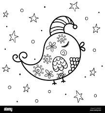 Page De Coloriage De L Oiseau Endormi La Nuit Carte Noir Et Blanc Sweet Dreams Image Vectorielle Stock Alamy