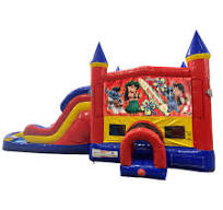 Lilo and Stitch Double lane water slide with bounce house rental