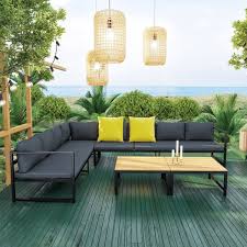 Salon De Jardin Aluminium Convertible Et Modulable Gris Noir Torino Taille Taille Unique Moveis